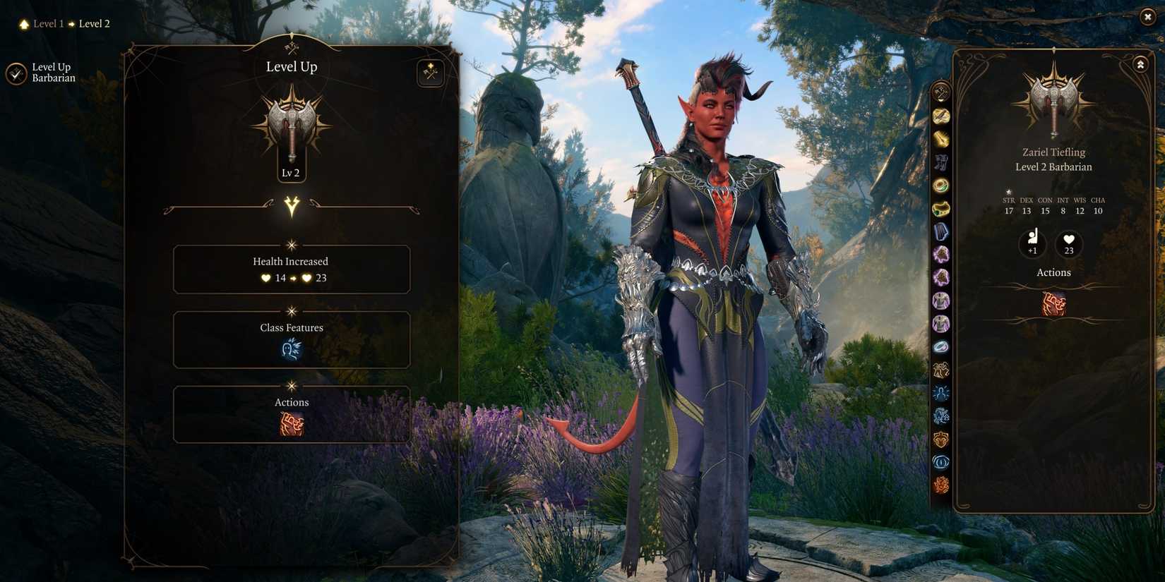 Baldur's Gate 3 Karlach Leveling Up Barbarian