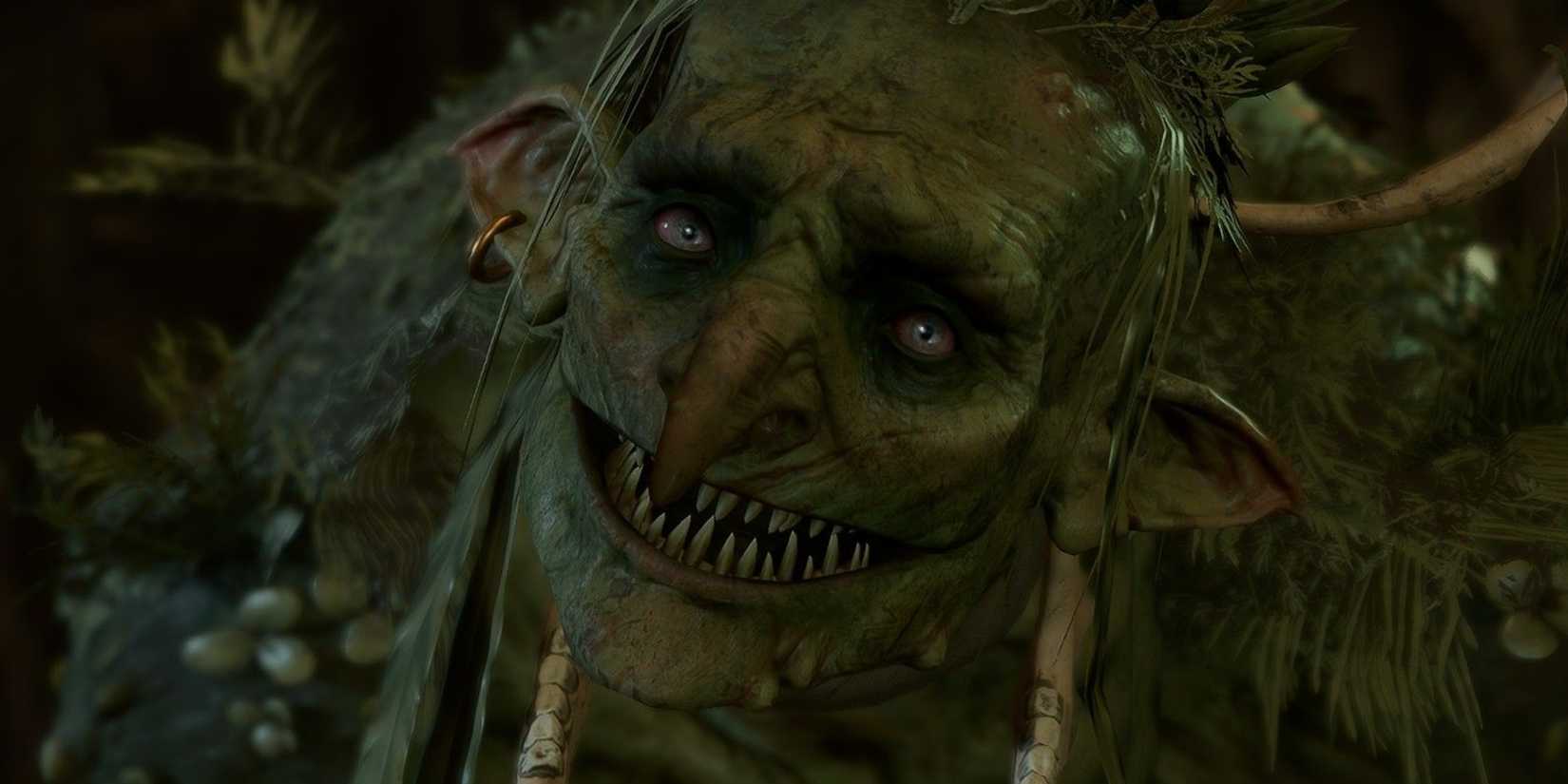 Smiling Aunt Ethel in hag form in Baldur's Gate 3.