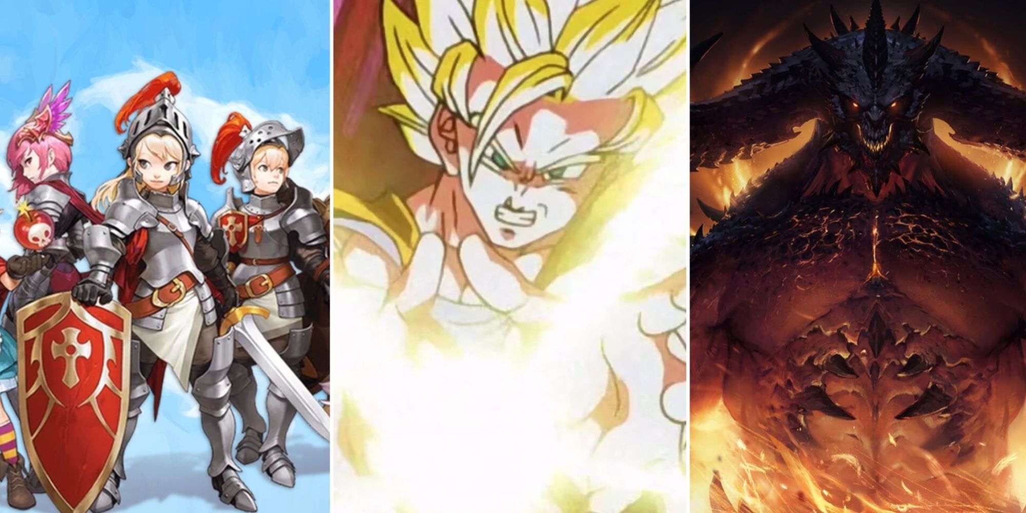 Cover Image For Best Android Gacha Games With Images From Diablo Immortal, DBZ Dokkan Battle, Aand Guardian Tales