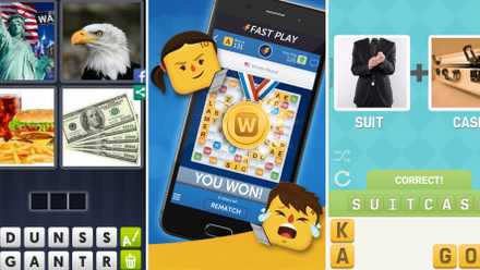 Mobile phone Text games 4 pictures 1 word words with friends and pictosword