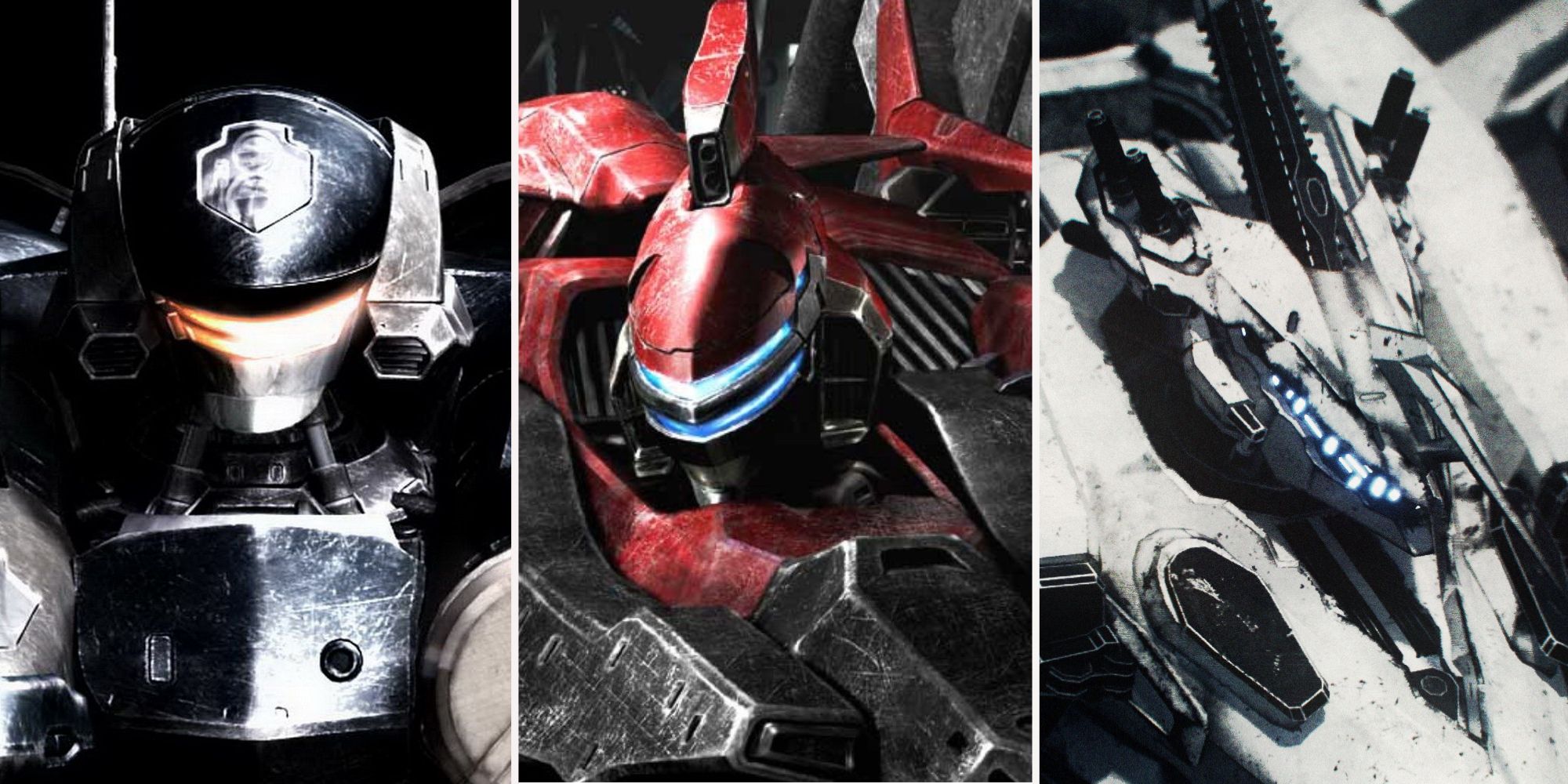 Split image of different Armored Core mechs