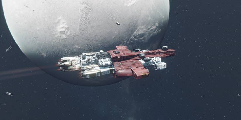 starfield spaceship with planet behind