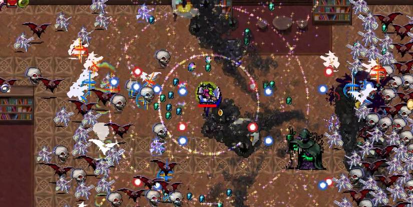 Sparkling circles radiate from the player with Manajja, dealing damage to all enemies hit.