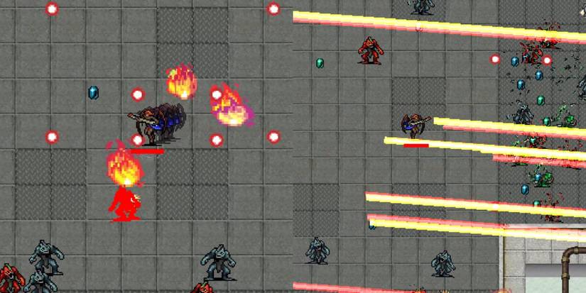 Valkyrie Turner leaves behind fireballs (left), when the player stops moving, they fly to your facing (right)