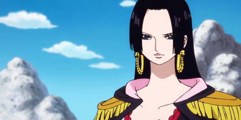 boa hancock with mountains in the background one piece