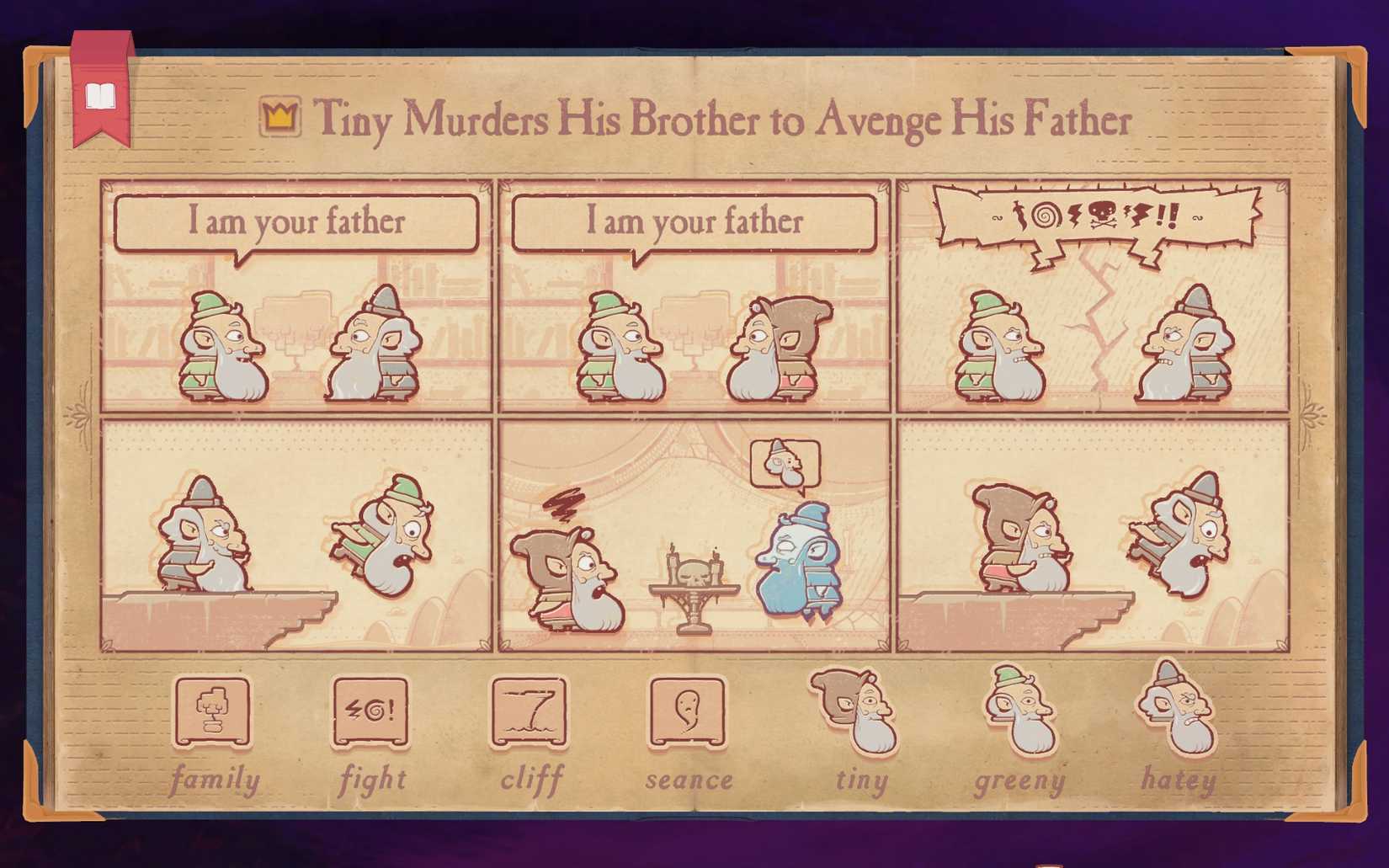 The solution to Chapter 13 Hamlet in , showing Tiny murdering his brother to avenge his father.