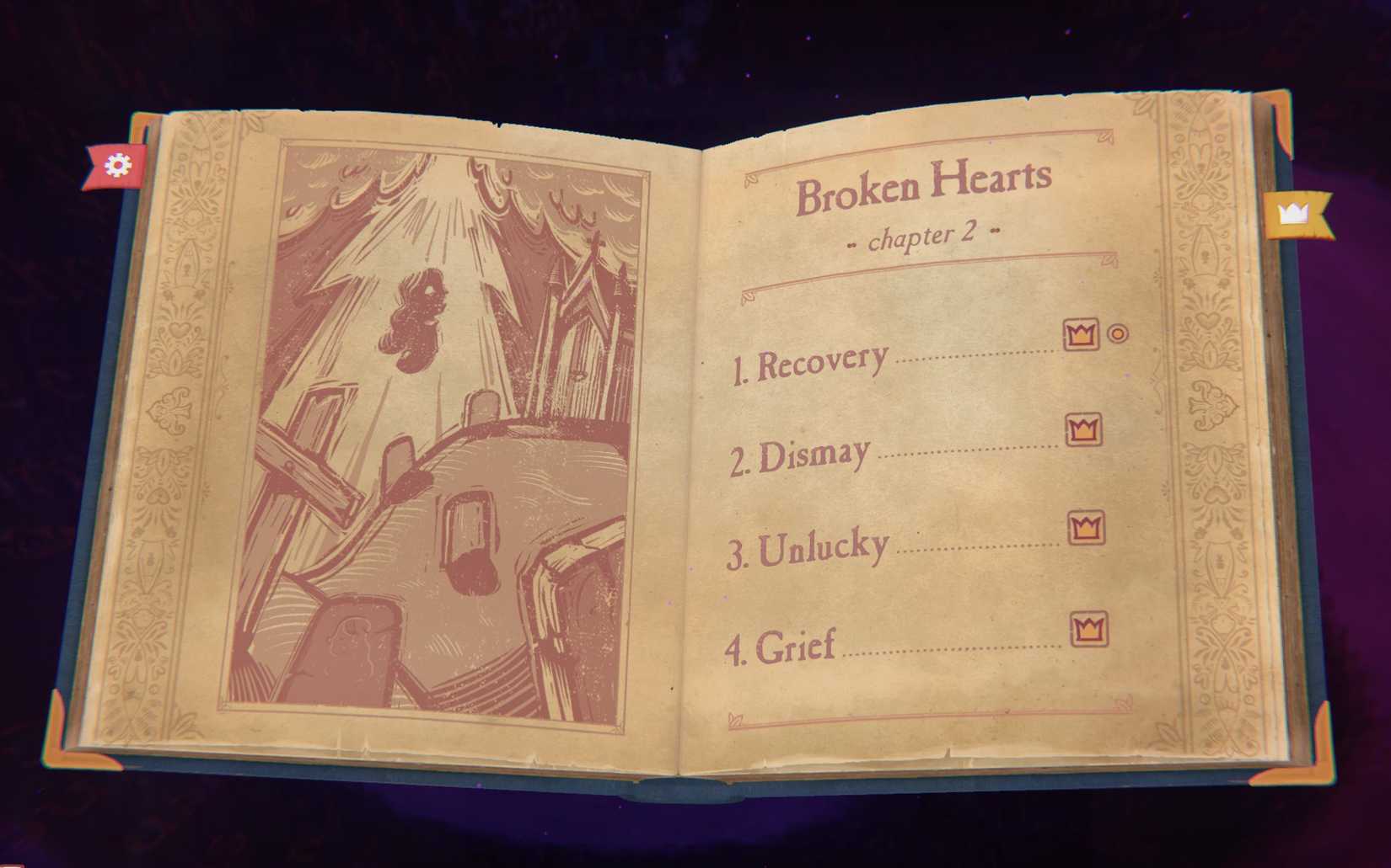 The second chapter of Storyteller with its four chapters listed.