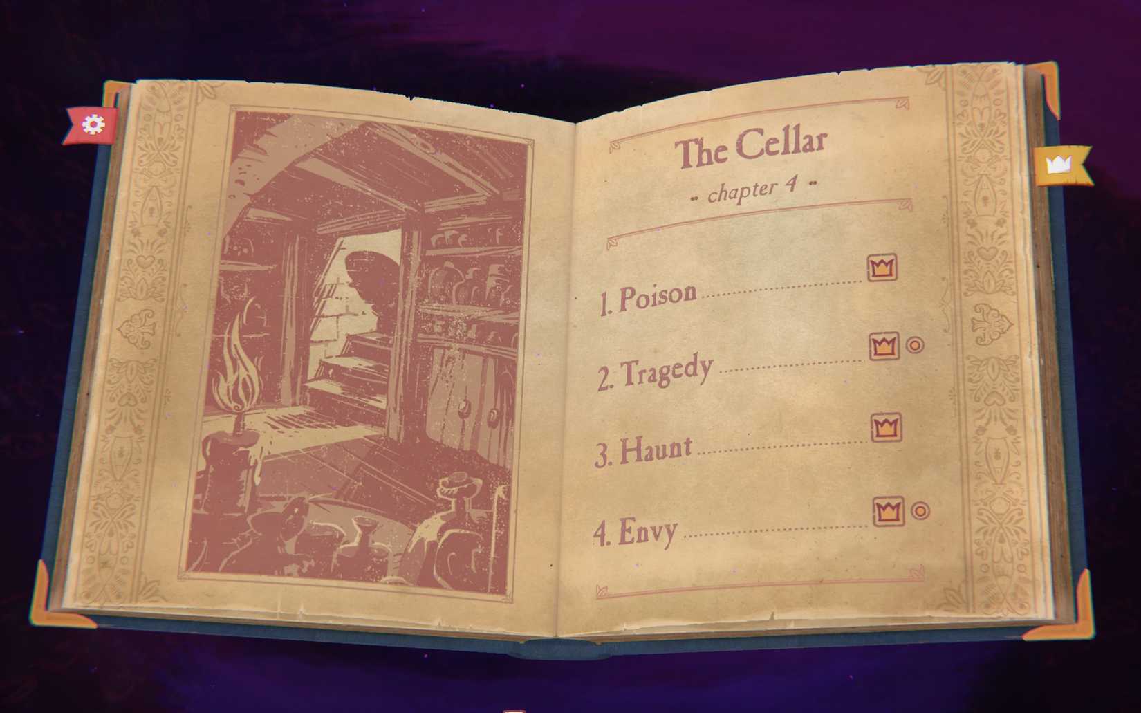 The fourth chapter of Storyteller with its four chapters listed.