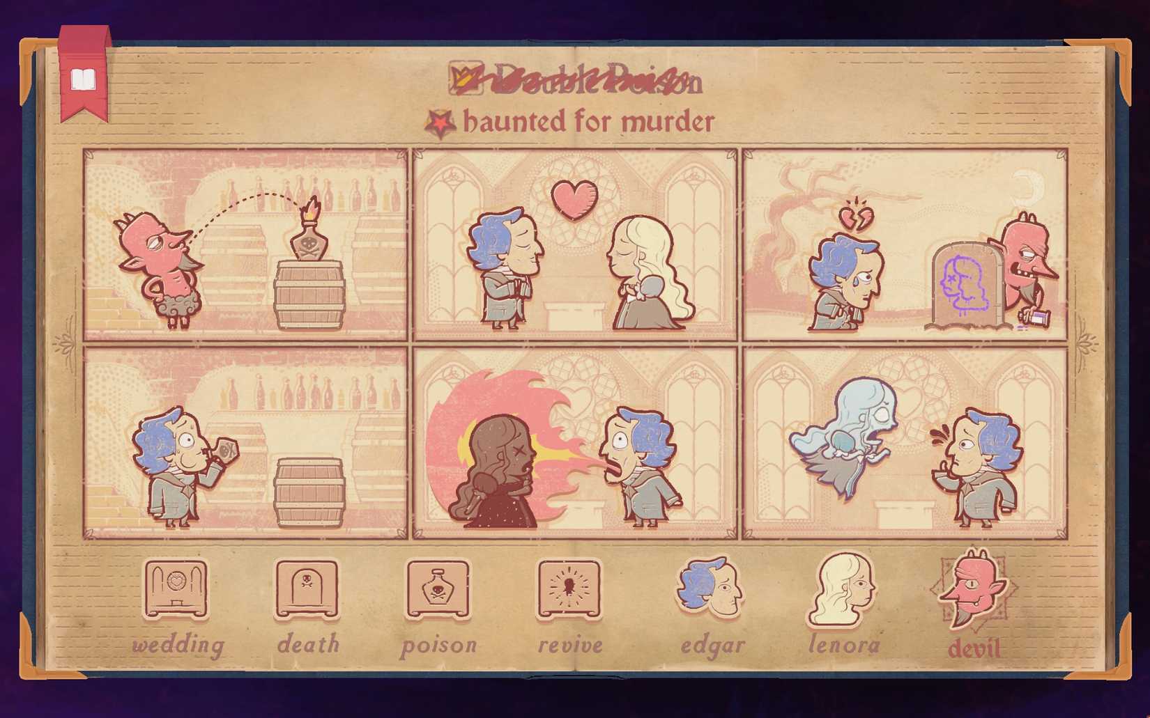 The solution to the devil section of Chapter 4 in Storyteller, showing Edgar being haunted for murder.