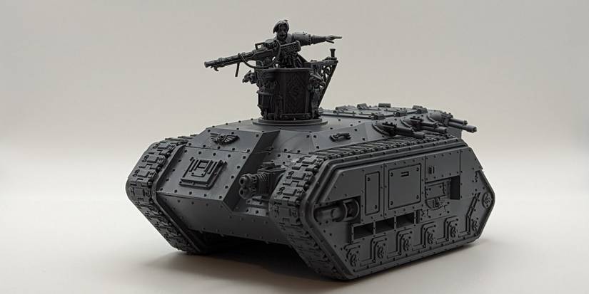 Warhammer Cadian Chimera with a Cities of Sigmar dude in a feudal era turret on top-1