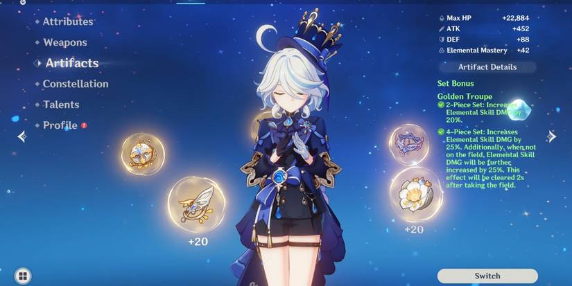 Genshin Impact Furina Artifact Screen