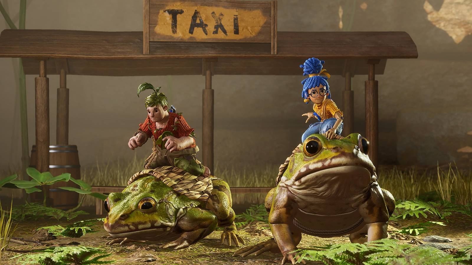 It Takes Two: Cody And May Riding The Frog Taxi's.
