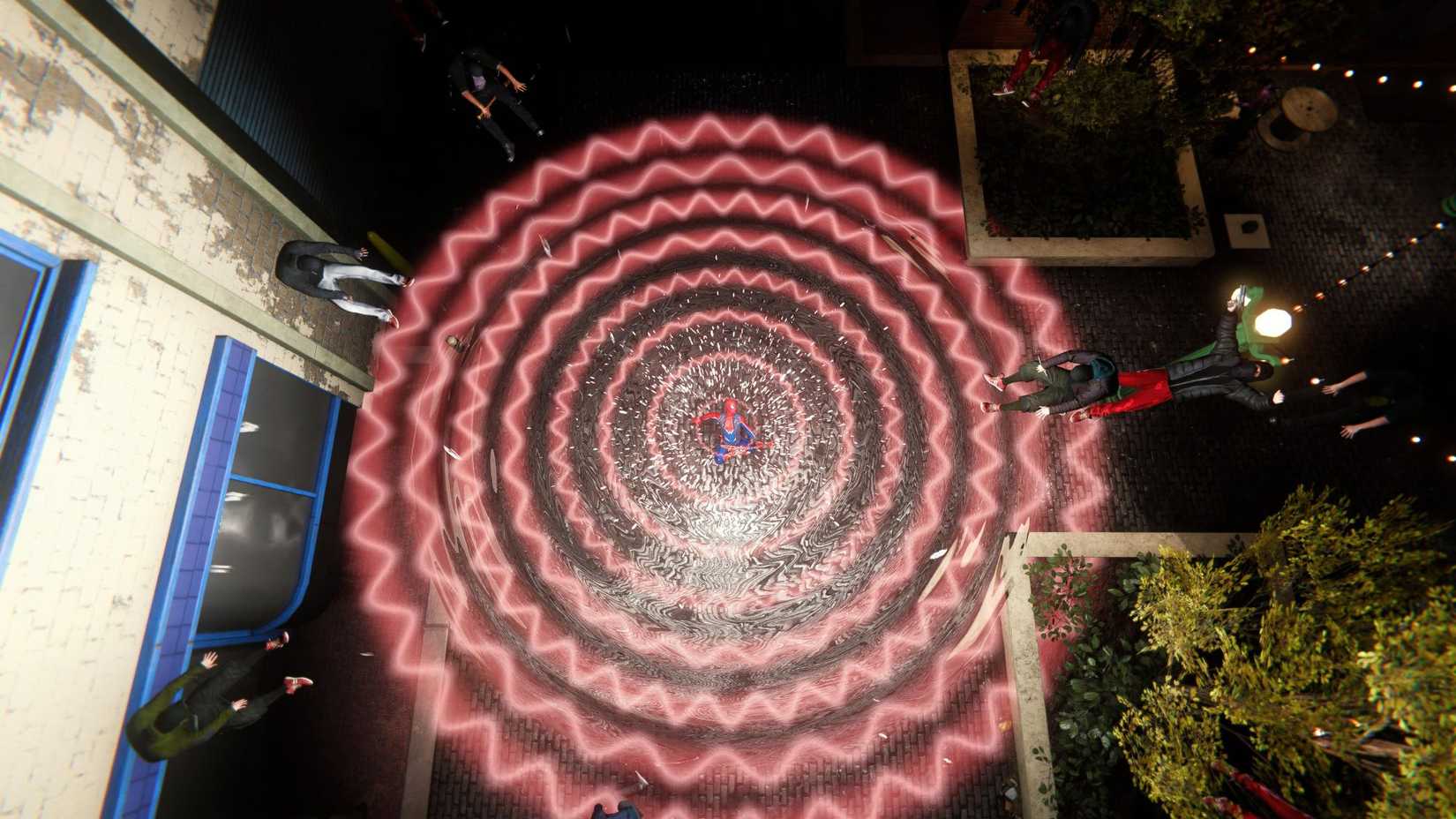 Marvel's Spider-Man Remastered, Spider-Punk Guitar Power creates a circle of damage