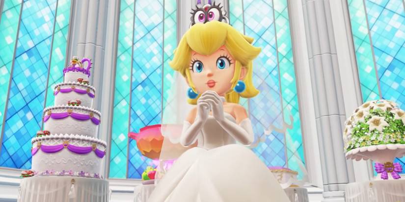 wedding dress bride princess peach Super Mario Odyssey Peach Princess Wedding Dress Plush Toy Stuffed Animal  13"