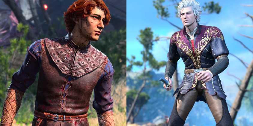 Baldur's Gate 3 split image of a Rogue and Astarion