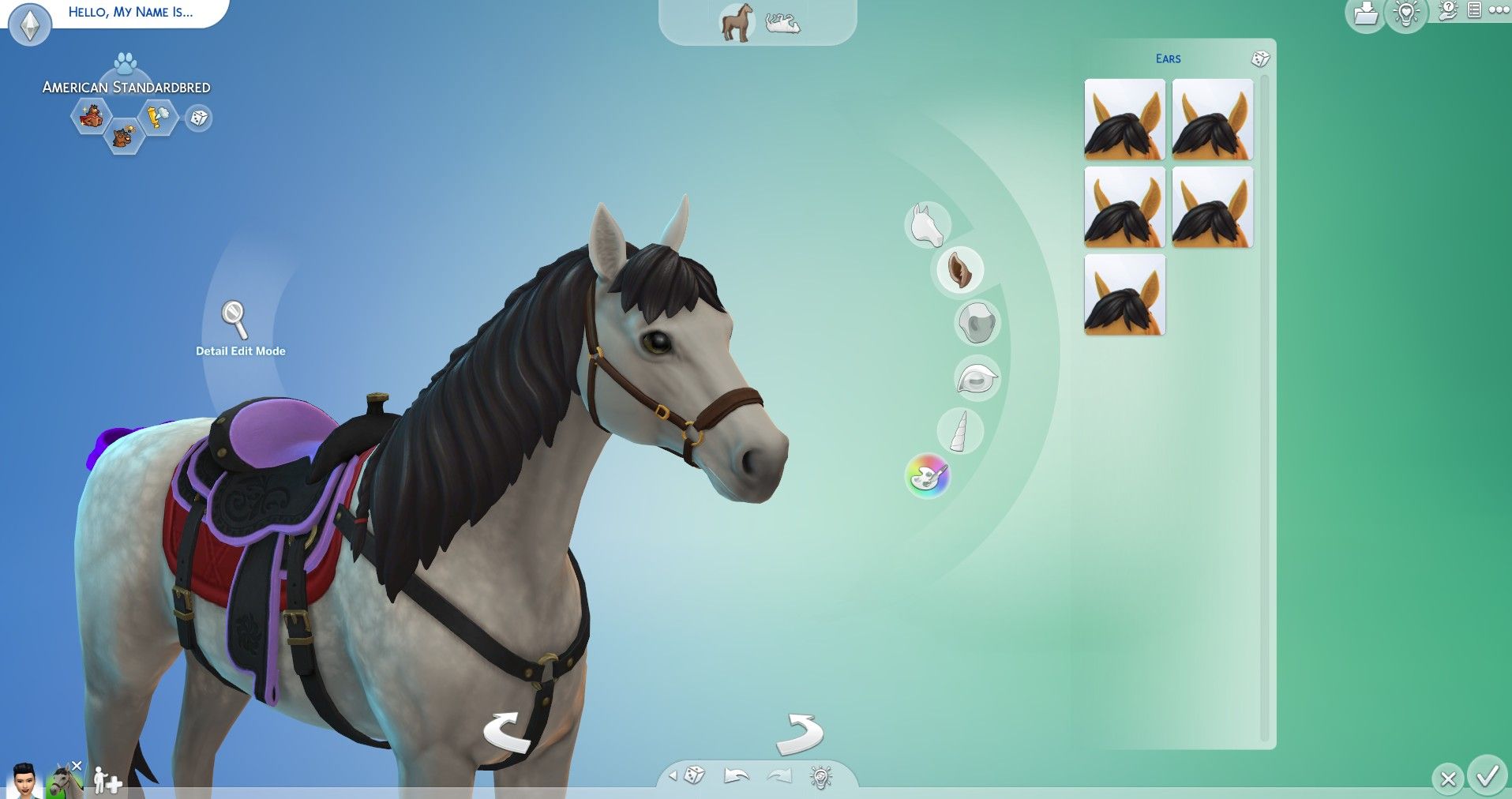 editing a horse's ears in create a sim sims 4 horse cas