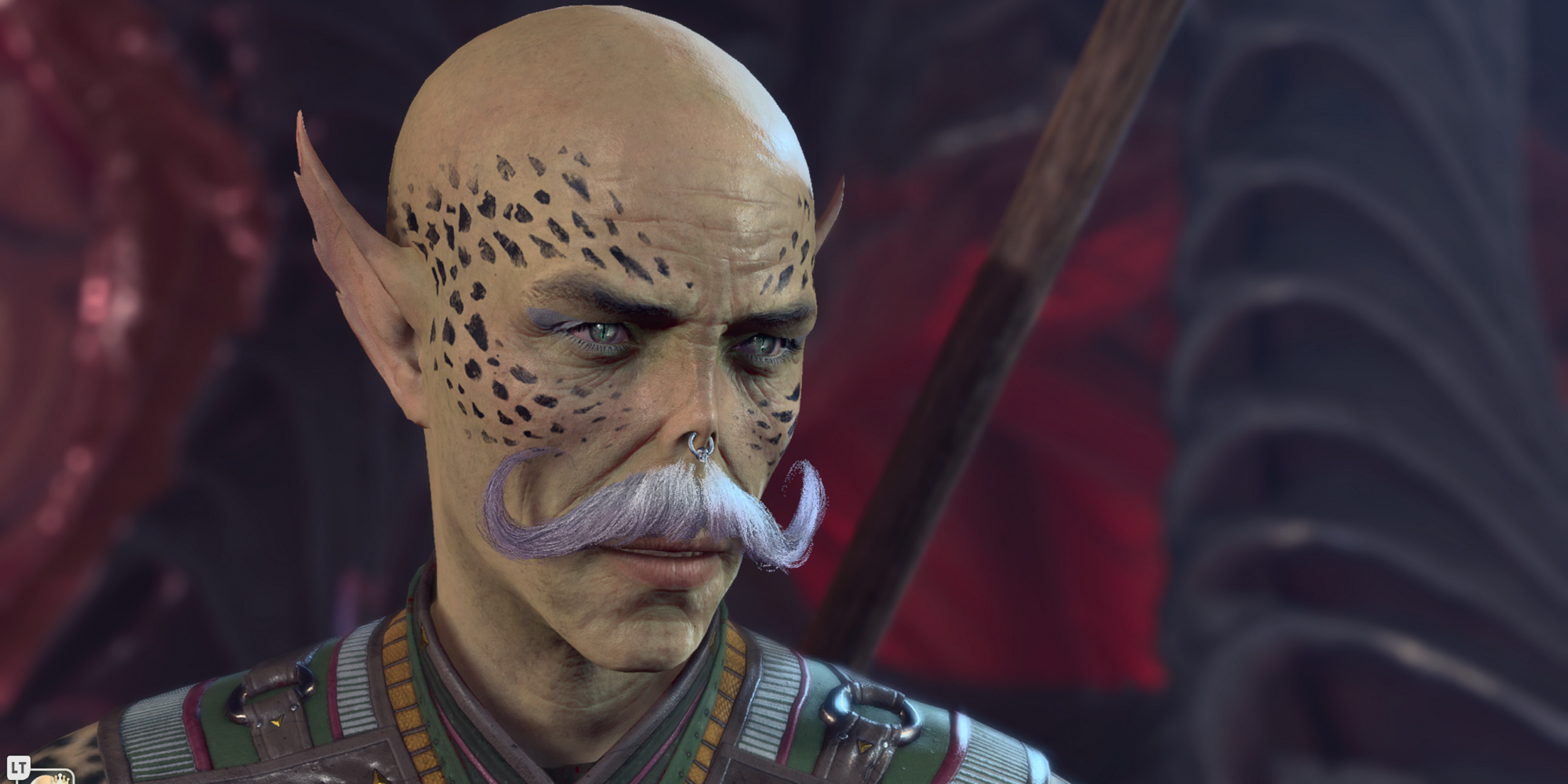 Githyanki monk with an excellent moustache in Baldur's Gate 3