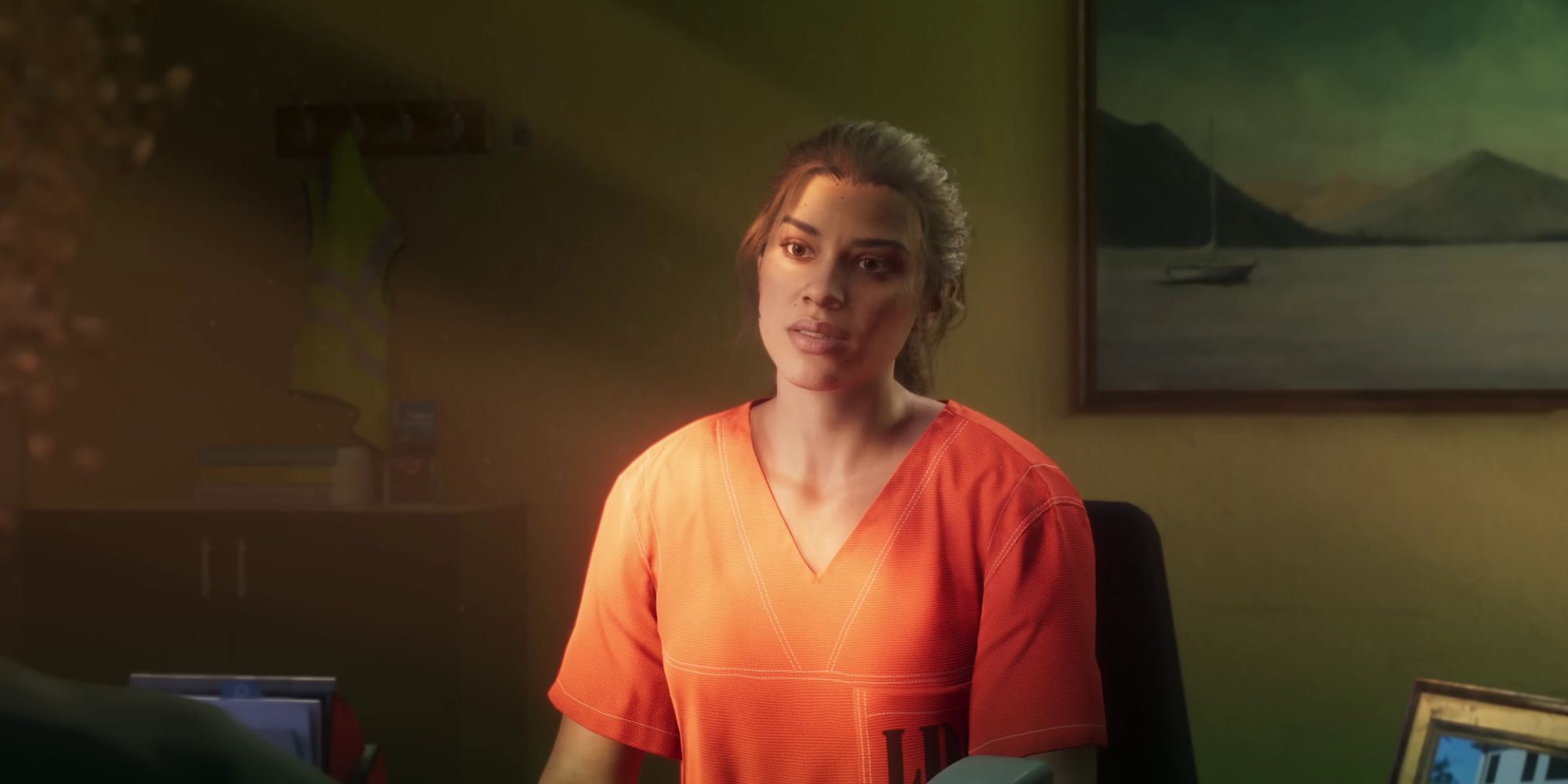 Grand Theft Auto 6's Lucia in a prison uniform.