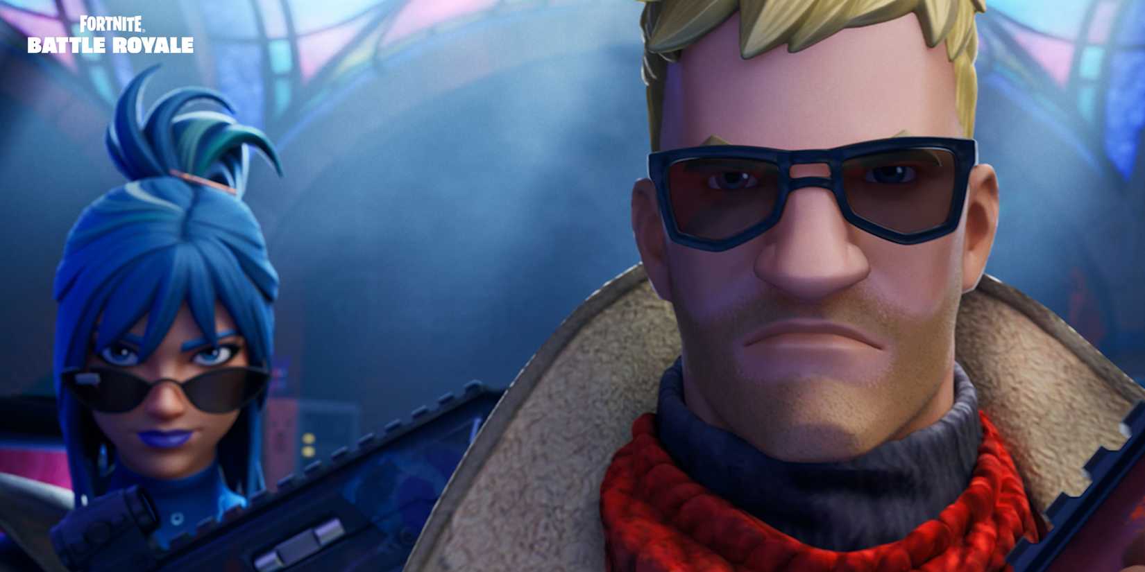 Jonesy and another character staring at the screen in Fortnite.