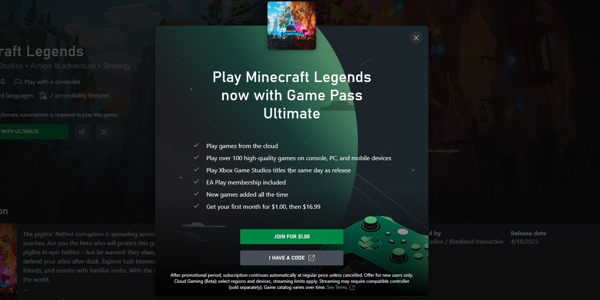 What Is Cloud Gaming Minecraft Legends On Xbox Cloud Gaming 
