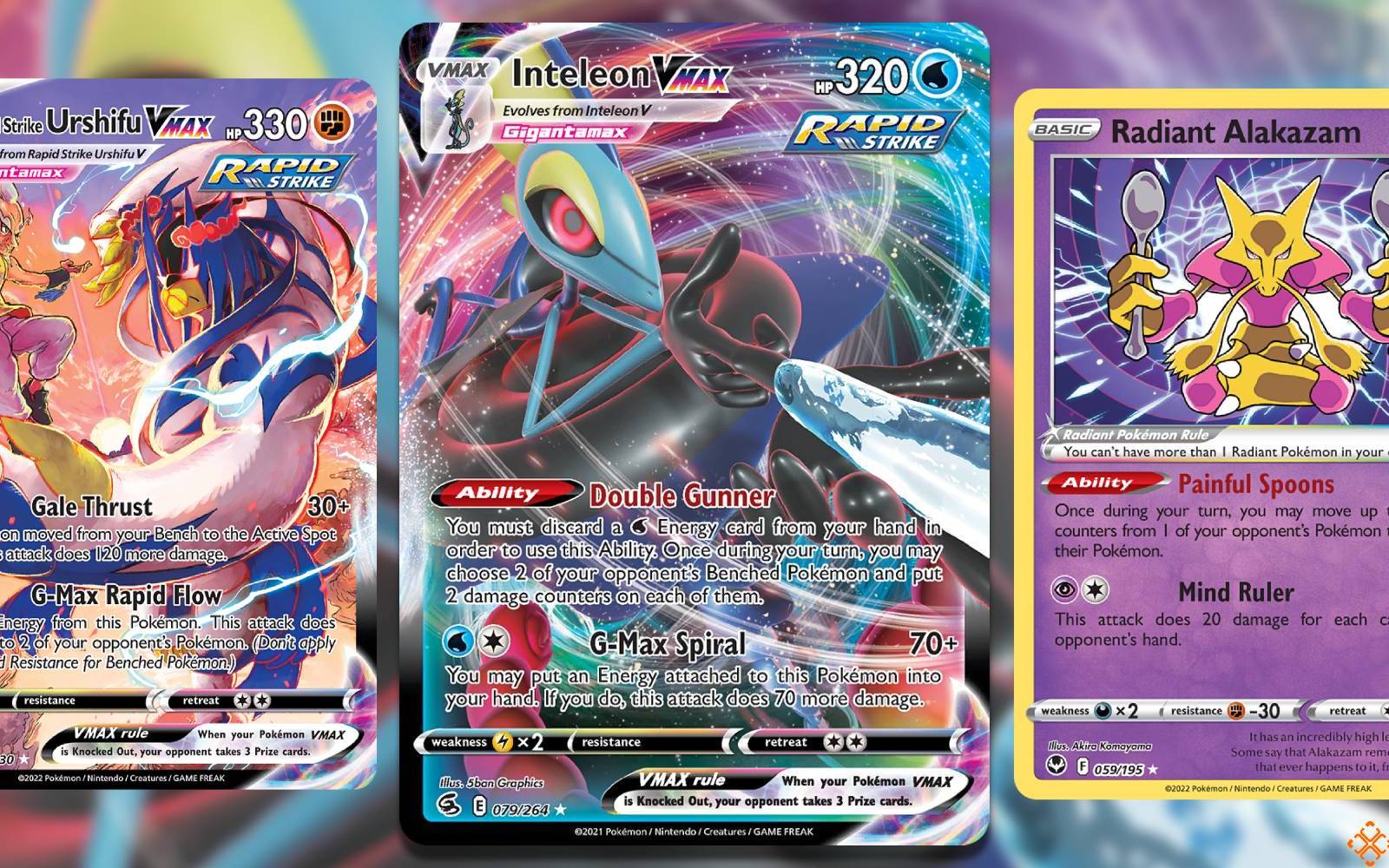 inteleon vmax pokemon card Inteleon VMAX Rainbow Shiny Holographic UV Printed Plastic Card
