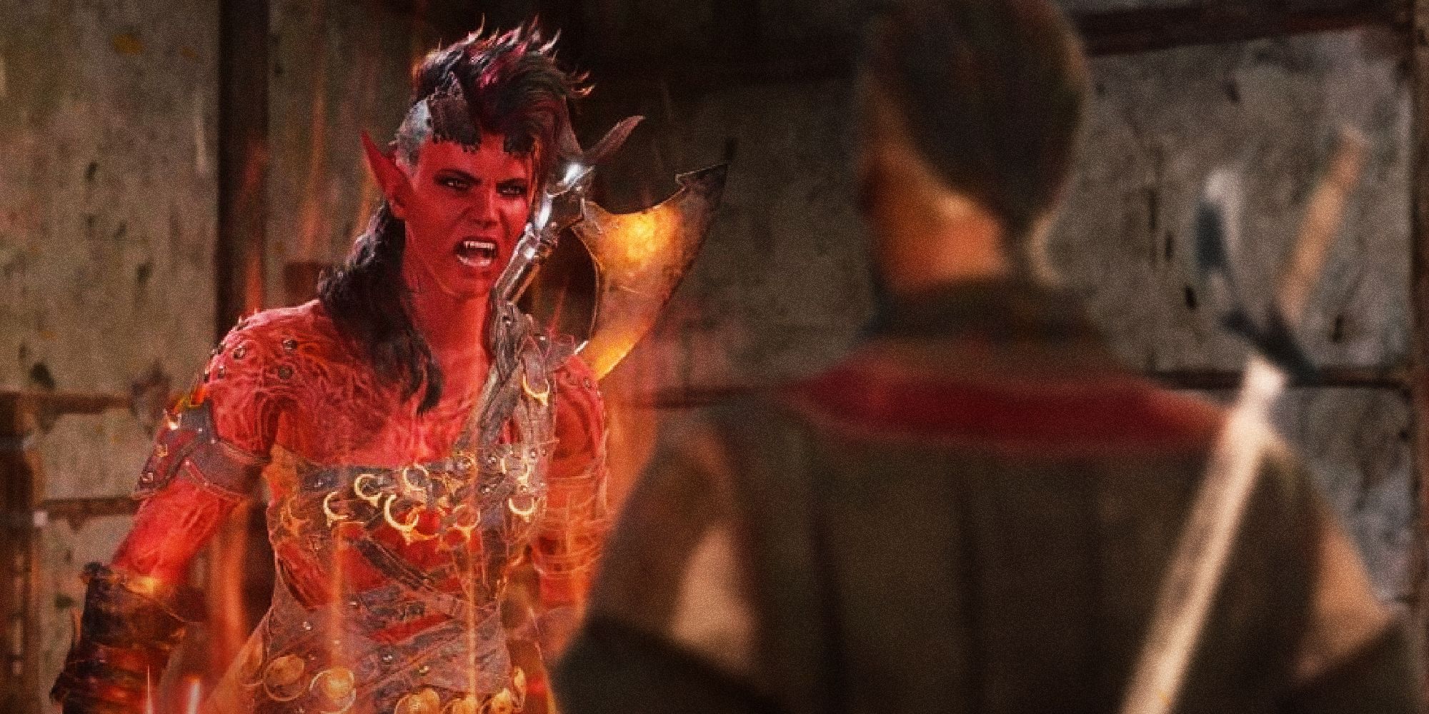 Karlach yelling at Wyll in Baldur's Gate 3