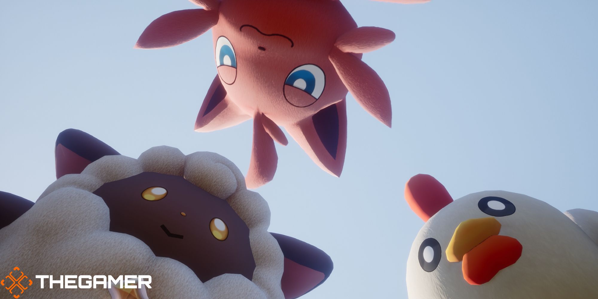 Palworld Lamball, Cattiva and Chikipi look at the player