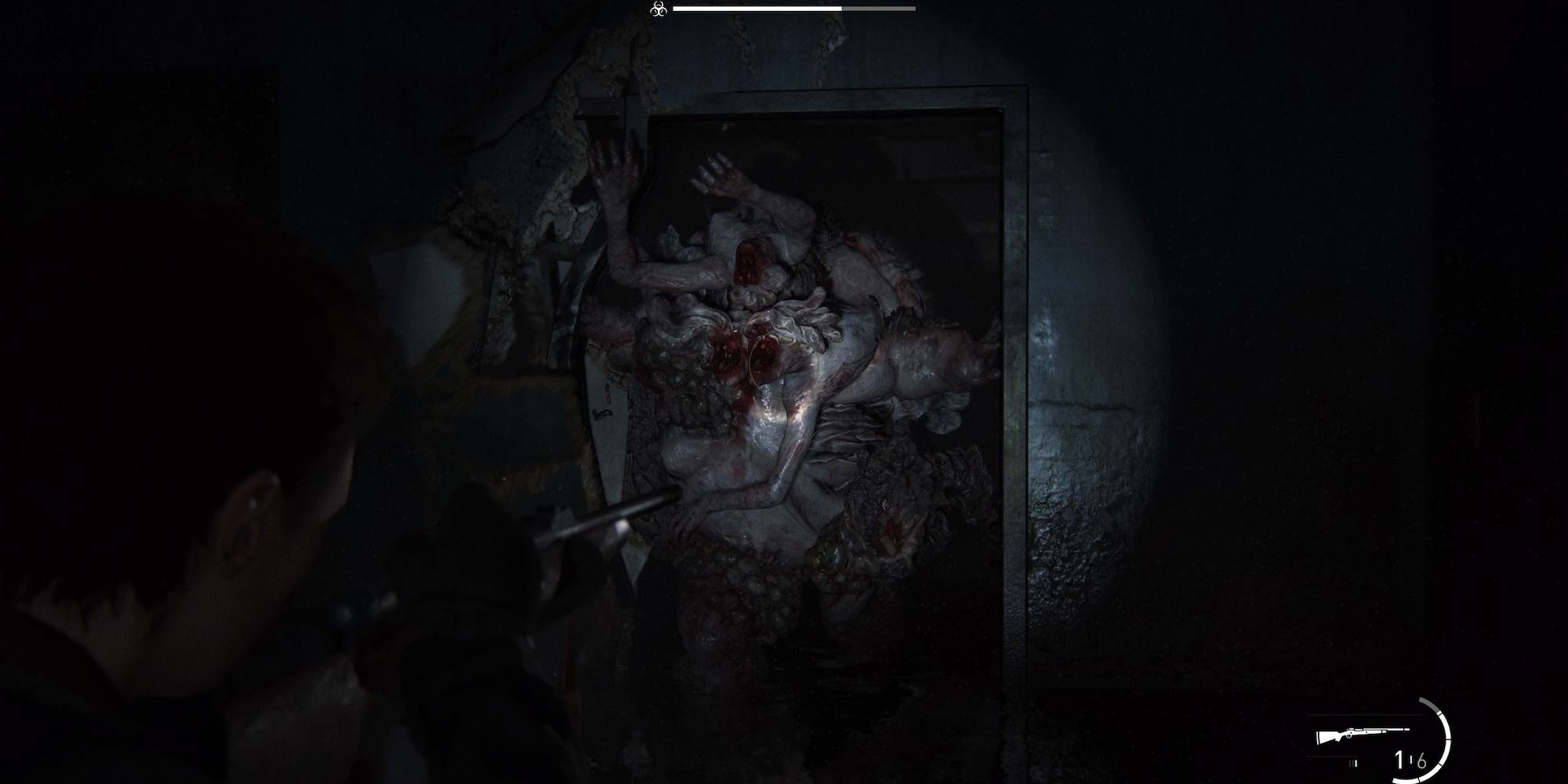Rat King breaking through a doorway.