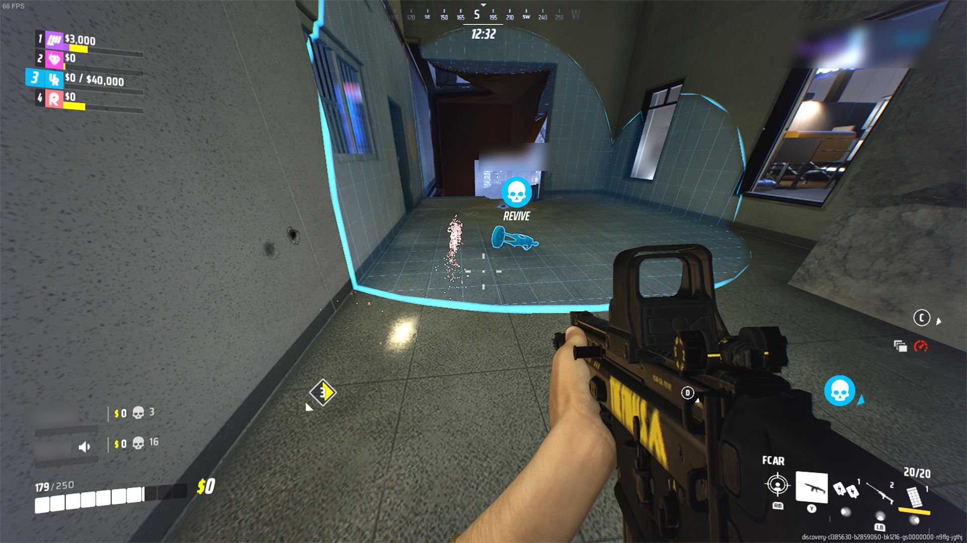 Medium Build Holding FCAR Weapon Using Sonar Grenade Gadget Detecting Enemy