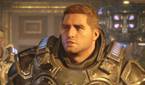 Screenshot Of Gears 5 JD Fenix looking confused in gears armor with companions behind him