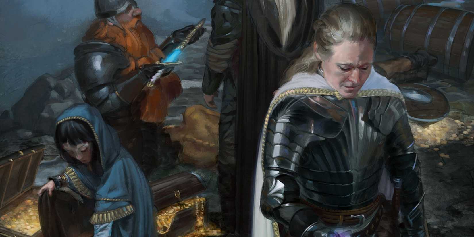 Sad woman in armor in Dungeons and Dragons