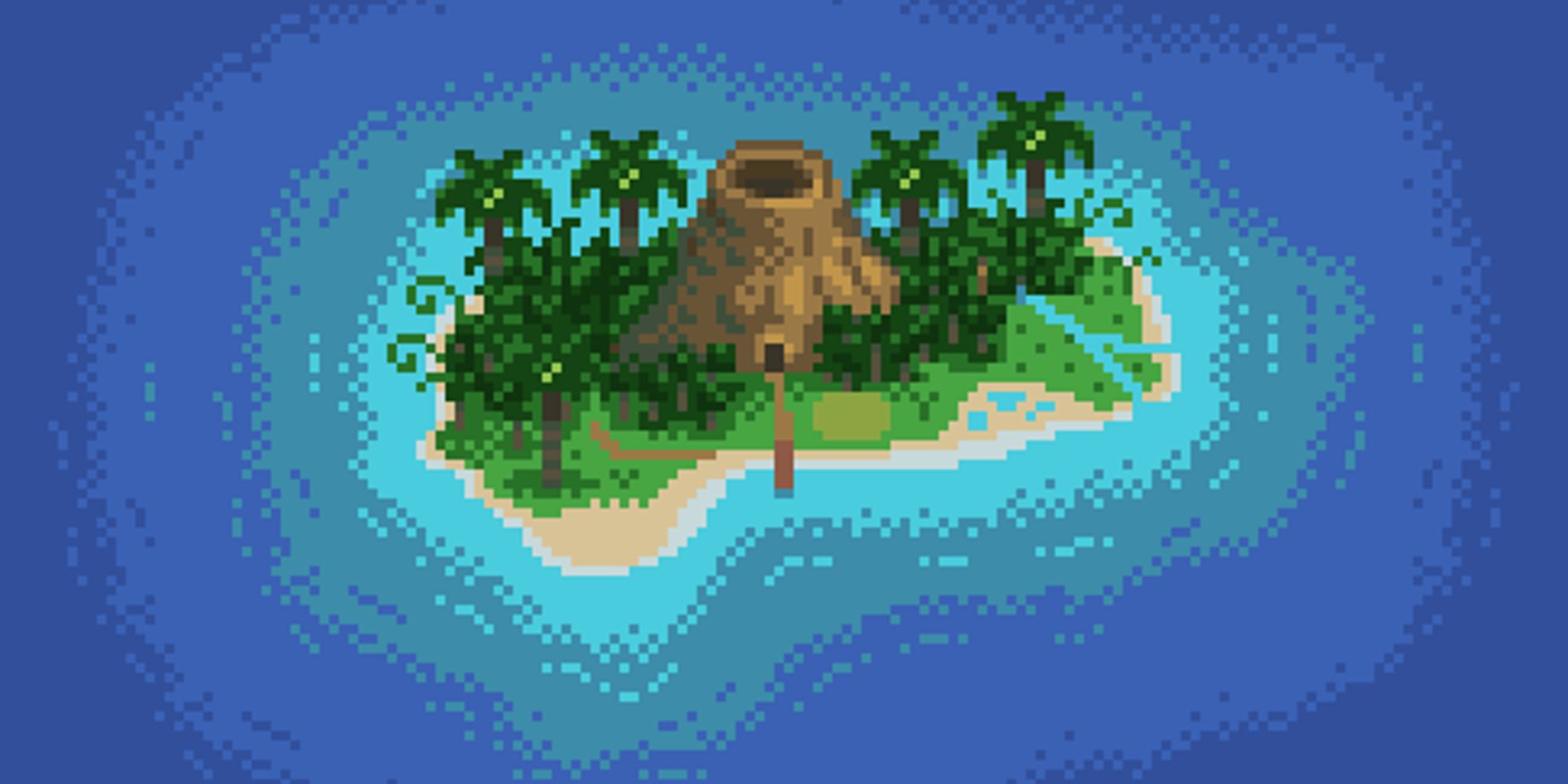 stardew valley art of ginger island in arial view