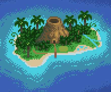 stardew valley ginger island art from arial view