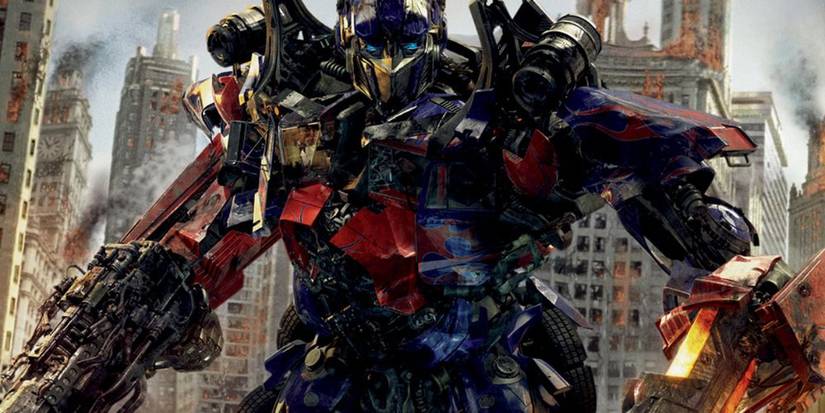 Optimus Prime in battle mode from Dark Of The Moon Official Movie Poster.