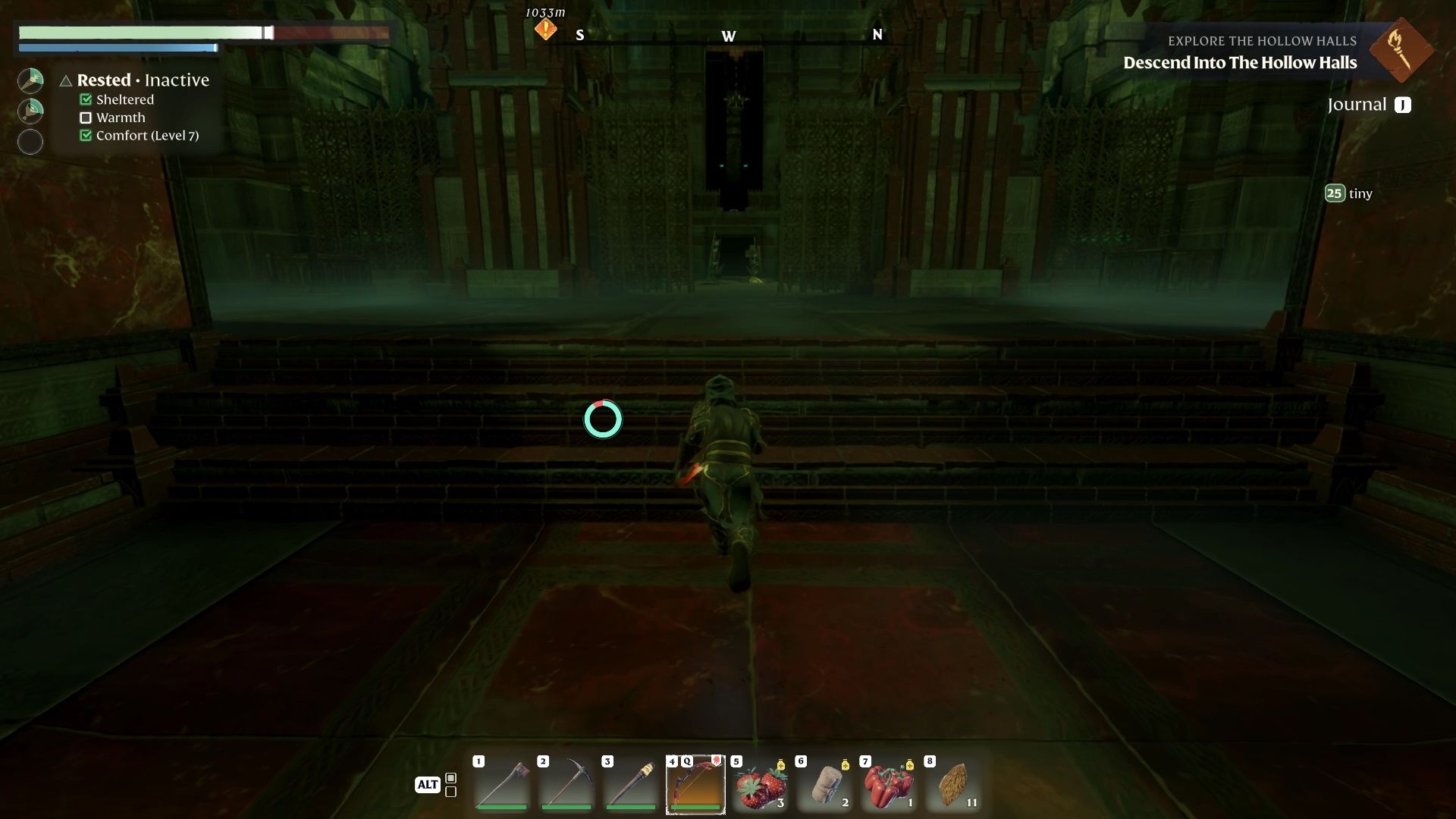 A bridge leading up to the final room in the Hollow Halls in Enshrouded
