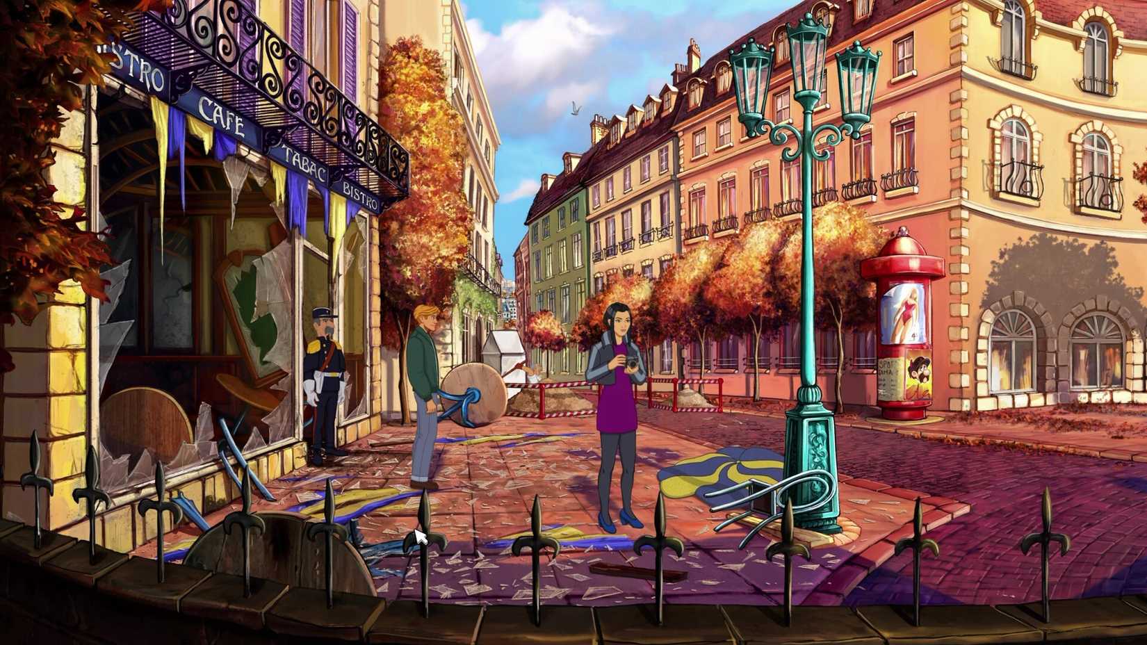 George and Nico in front of the cafe in Broken Sword Reforged in the newer graphics.-1