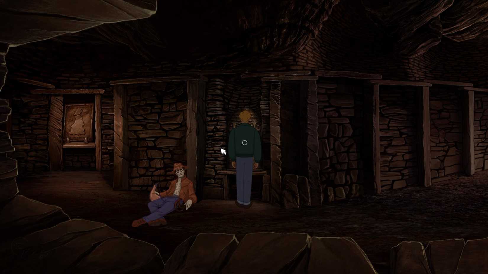George in the cave with the body in Broken Sword Reforged.