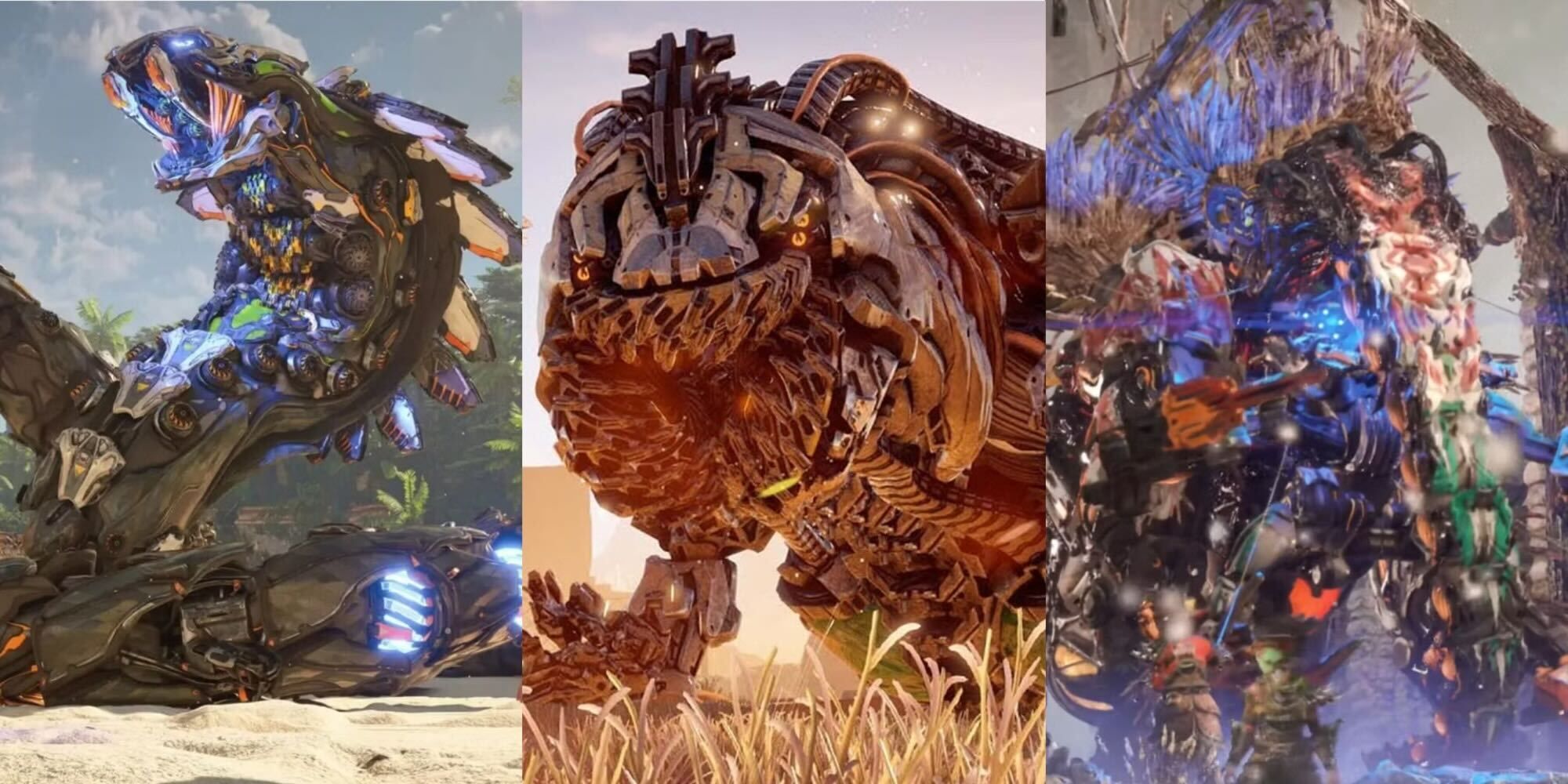 split images of machines in horizon forbidden west