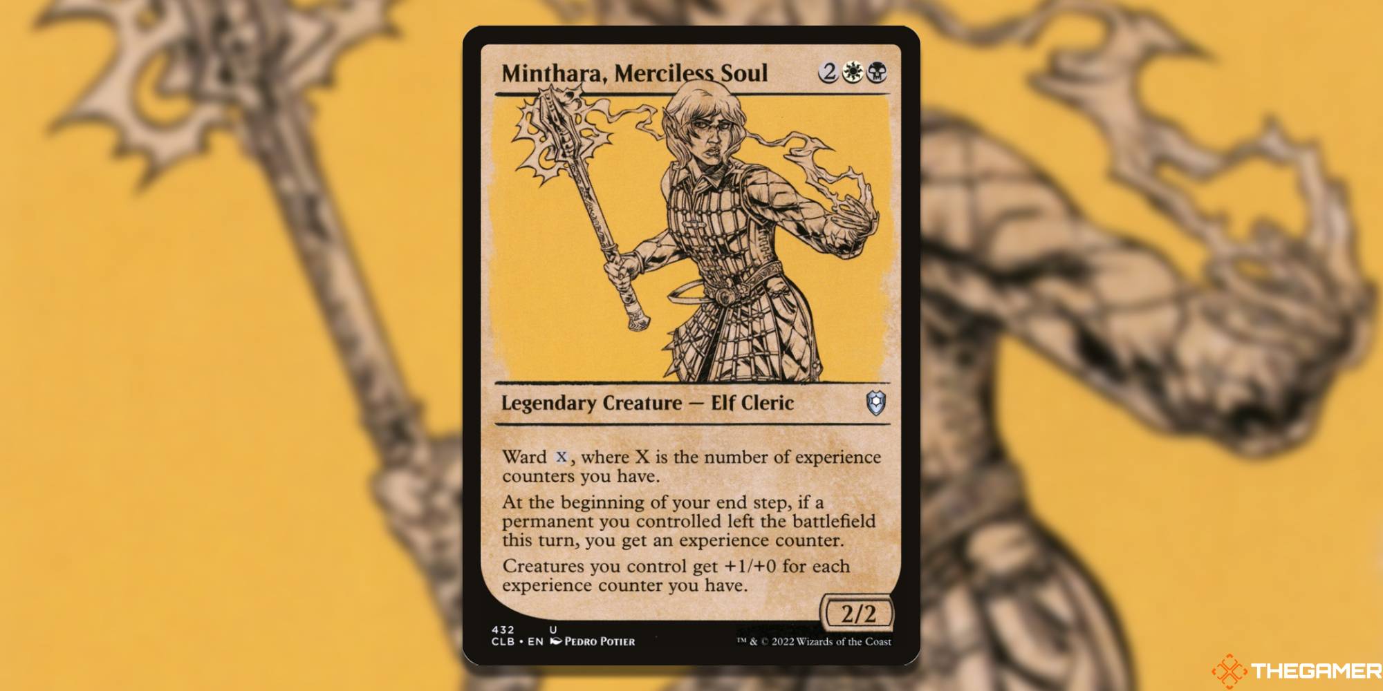 minthara mtg card Minthara, Merciless Soul Print Creatures you control get +1/+0 for each experience counter you have. Minthara, Alma Impiedosa (Minthara, Merciless