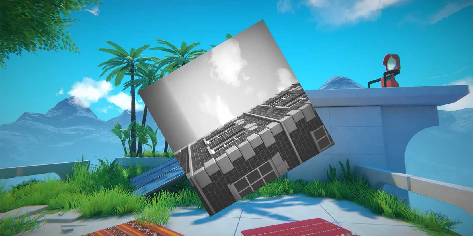 The hero of the viewer below a black and white picture to create a bridge.