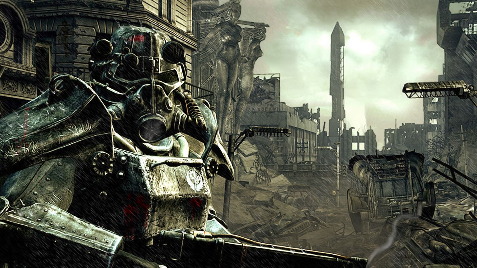 Fallout 3 key art featuring a Brotherhood of Steel member in power armor.