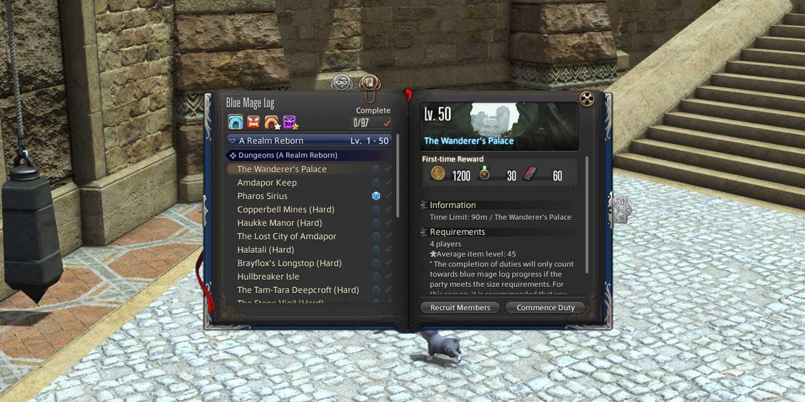 blue mage log menu