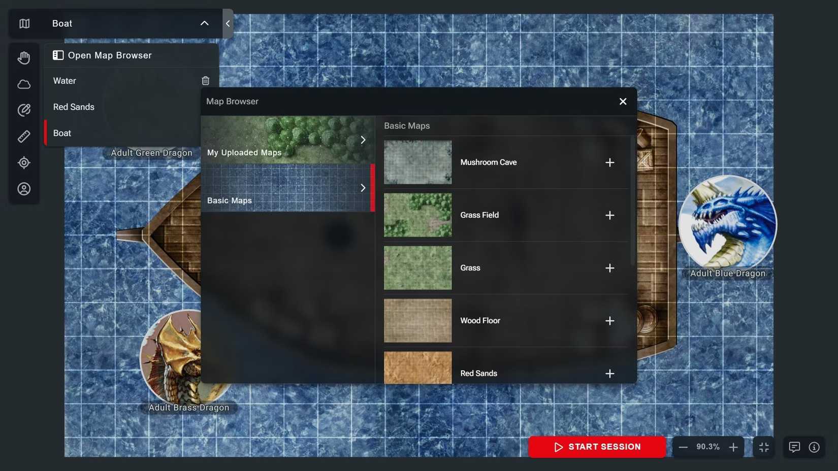 DnD menu beyond the base map