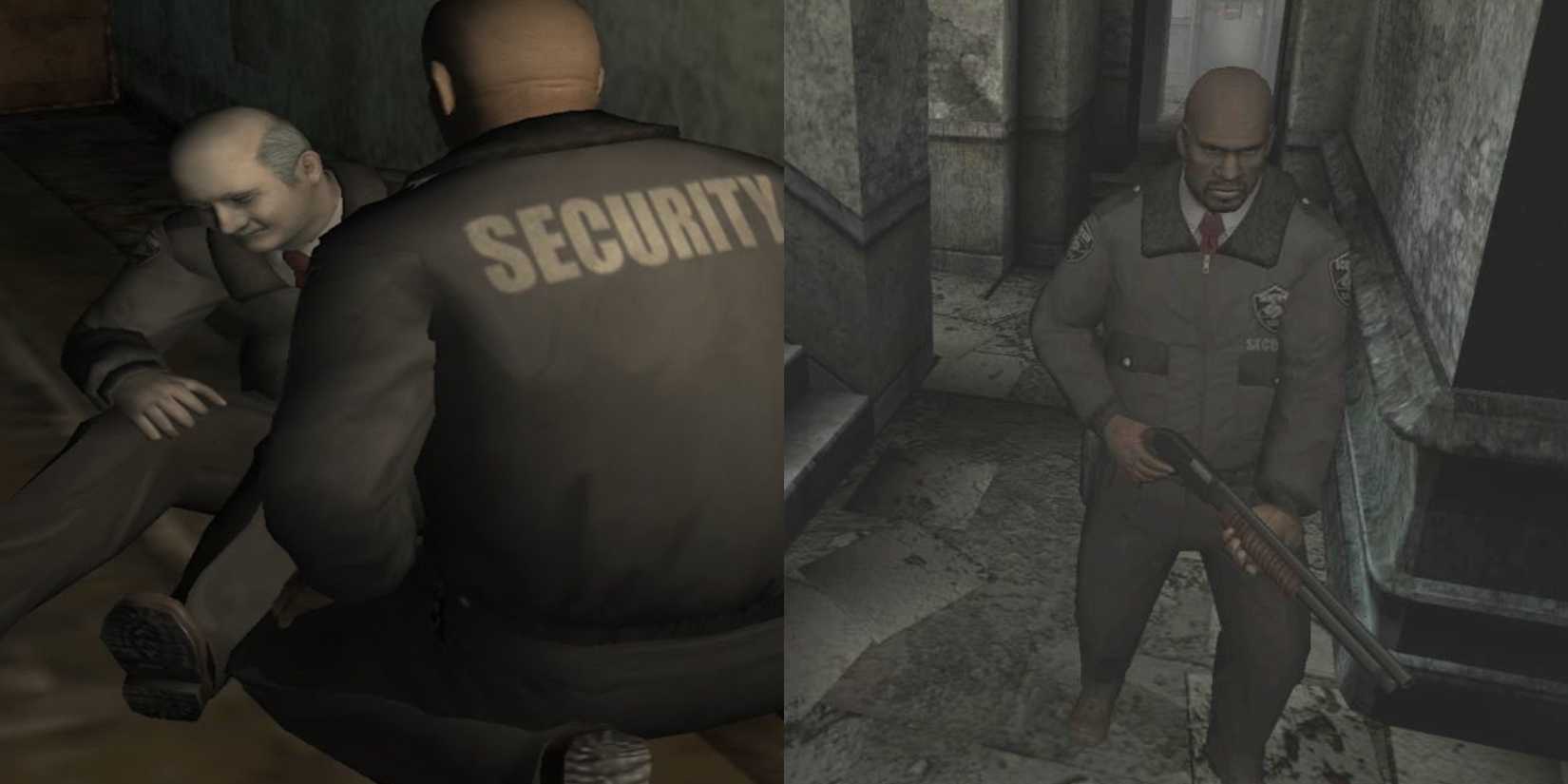 Mark Wilkins tending to his friend Bob  (left), wielding a shotgun (right)