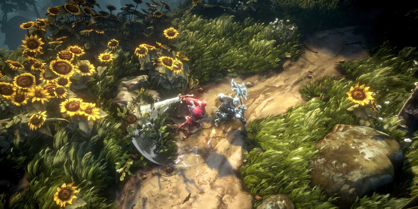 No Rest for the Wicked: Wicked melee in a bright field full of sunflowers.