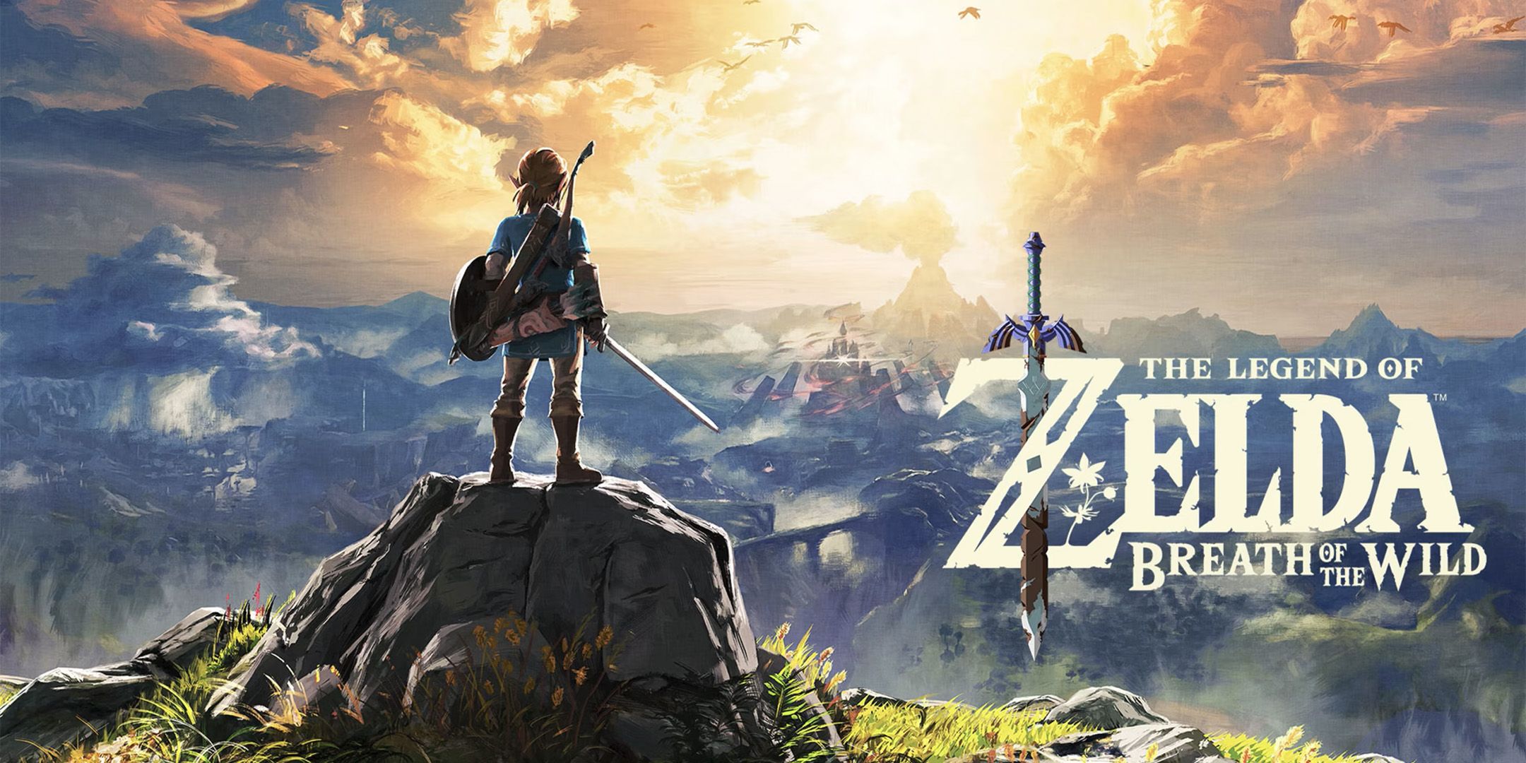 Link looking out at Hyrule in The Legend of Zelda: Breath of the Wild.