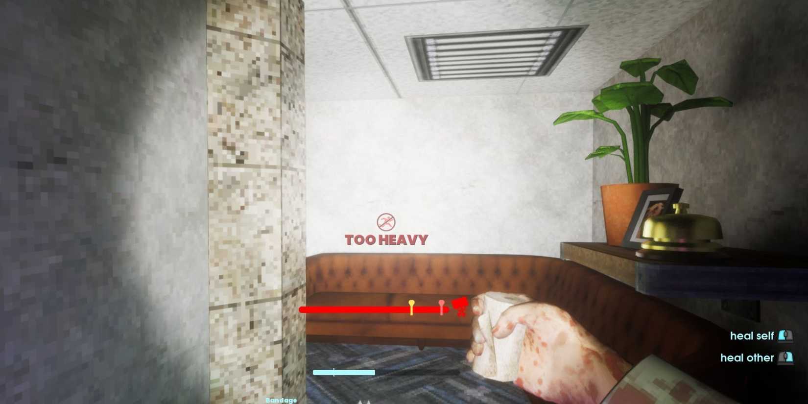 Abiotic Factor UI alerting player on overencumbrance