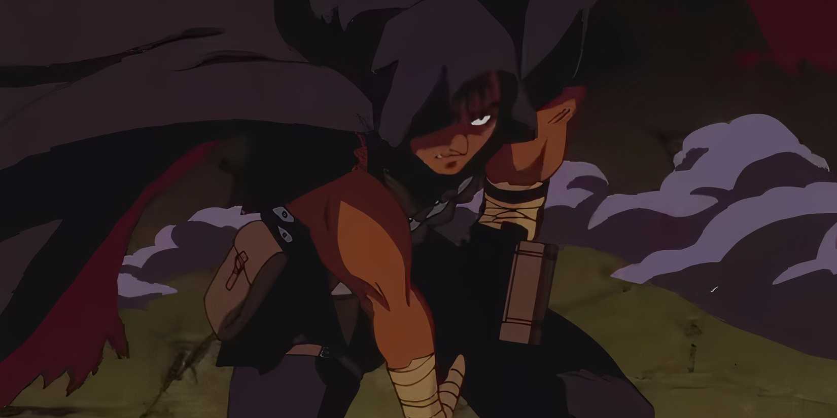 گاتز در برسرک هنگامی که روی زمین فرود می آید شنل می پوشد.