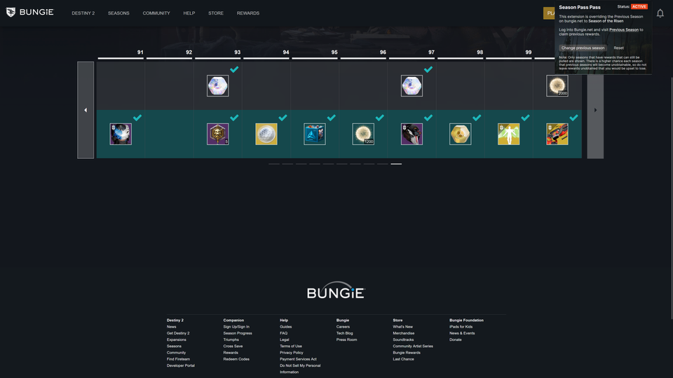 Destiny 2 Season Pass Pass Risen Rewards