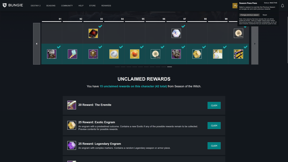 Destiny 2 Season Pass Pass Showcase